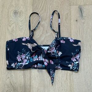 Floral Tie-Front Bandeau Bikini Top